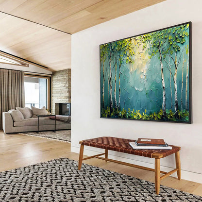 Textured Forest Birch Tree Art for Nature - Loving Home Bedroom Headboards DLZ3212