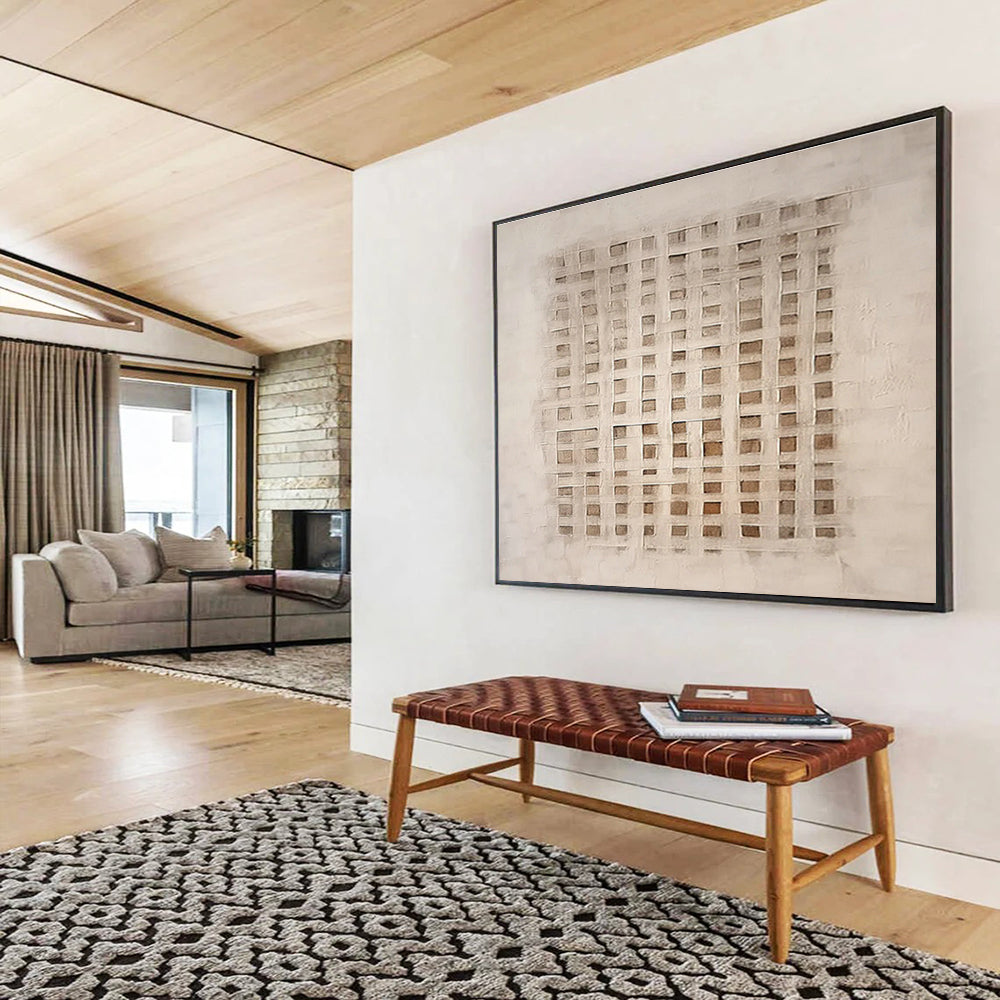 Beige Woven Abstract Art for Minimalist Studies DLZ2434