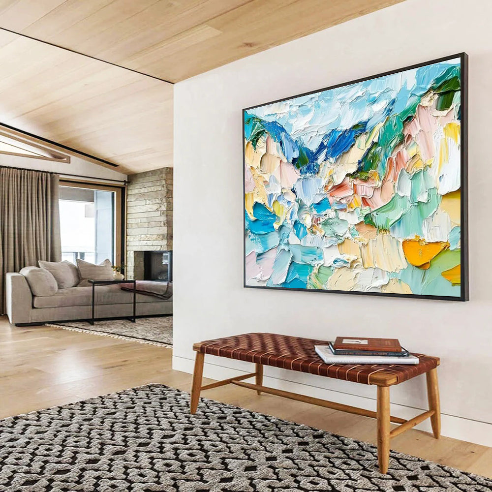 Colorful Mountain Palette Knife Art for Modern Art Gallery Focal Walls DLZ3188