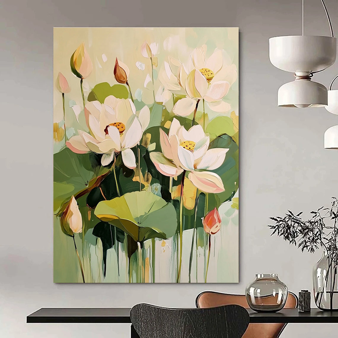 Lotus Flower Abstract for Zen - Inspired Bedroom & Cultural Art Space STSC319