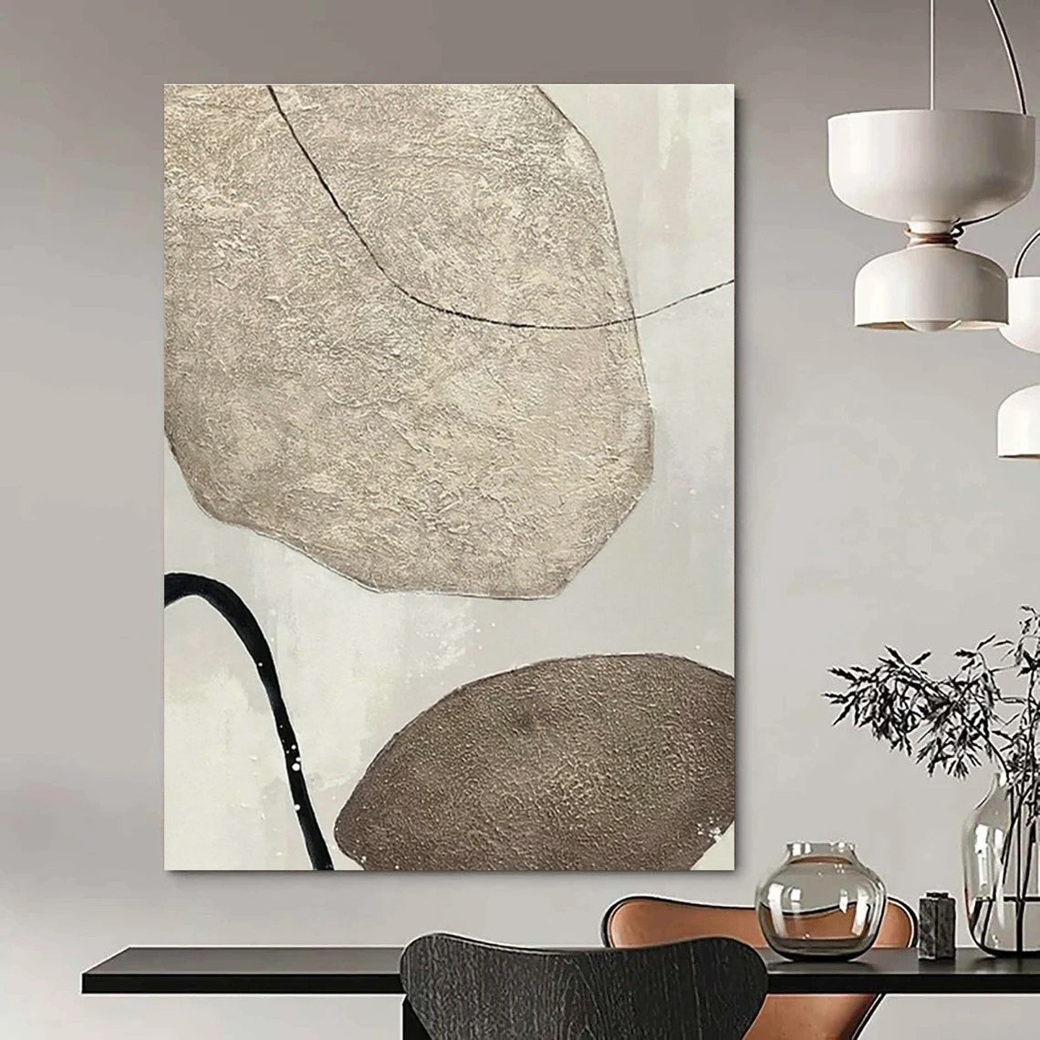 Gray - White Textured Abstract Art for Home Spa & Wellness Center DLZ1128
