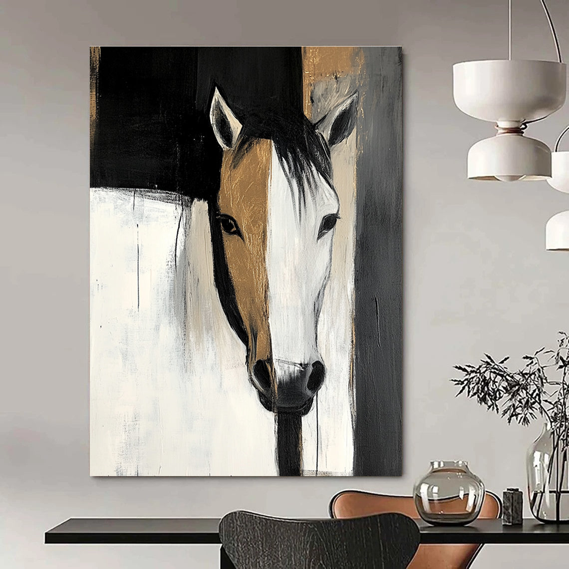 Two - Toned Horse Portrait for Rustic Home Décor & Equestrian - Themed Studio STSC214