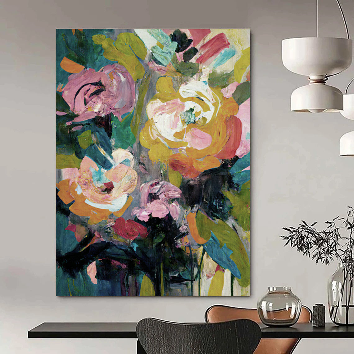 Vibrant Floral Abstract Art for Lively Dining Room & Floral - Centric Retail Store DLZ1362