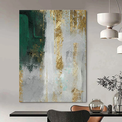 Green and Gold Abstract Art for Opulent Hotel Suite & Nature - Loving Art Collector’s Home DLZ2218