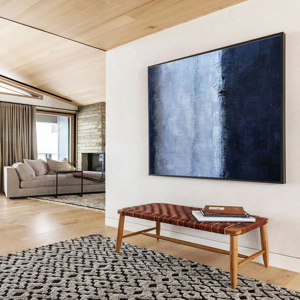 Blue - Gray Abstract Art for Modern Office Reception Area Walls DLZ3224