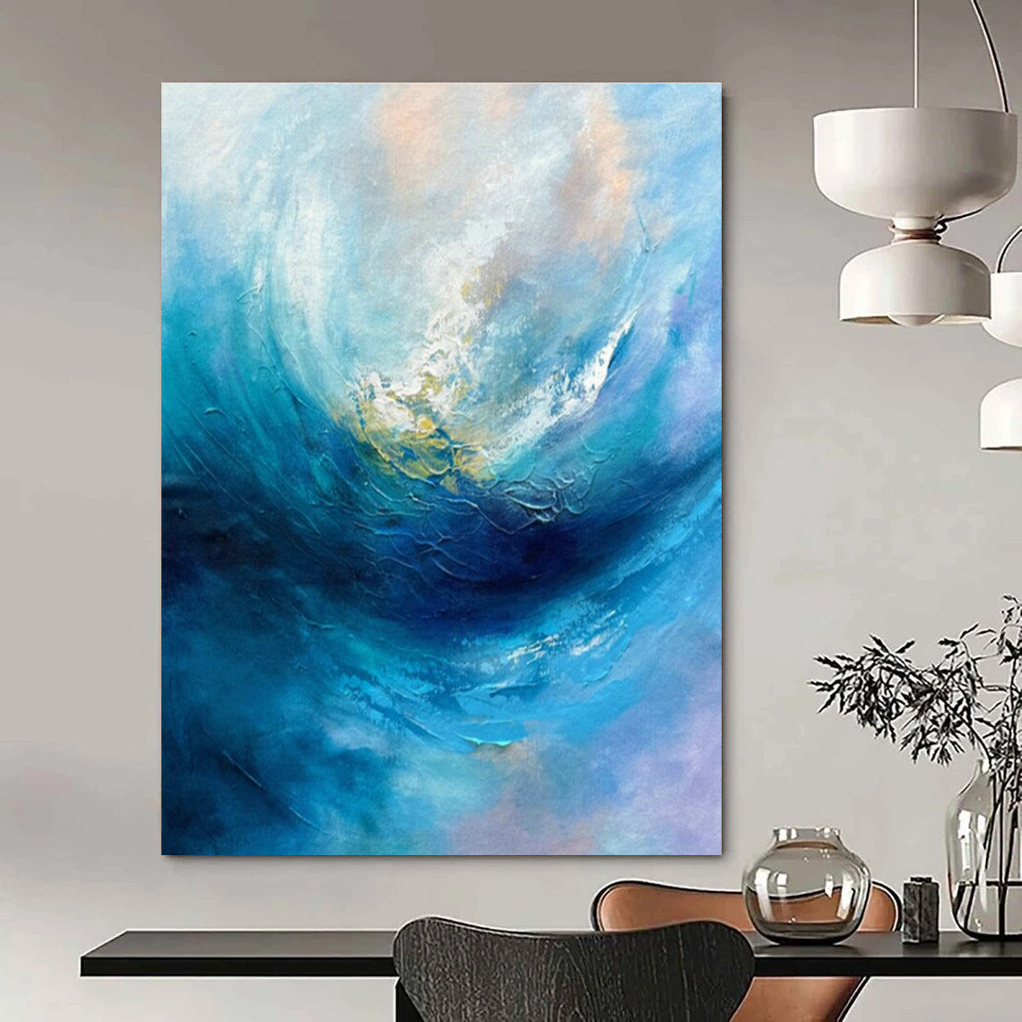 Blue Swirl Art for Beachfront Home Living Room & Ocean Conservation Center DLZ1528