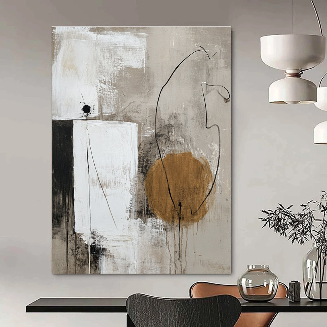 Geometric Neutral Tones Abstract for Minimalist Home Office & Art - Centric Library STSC777