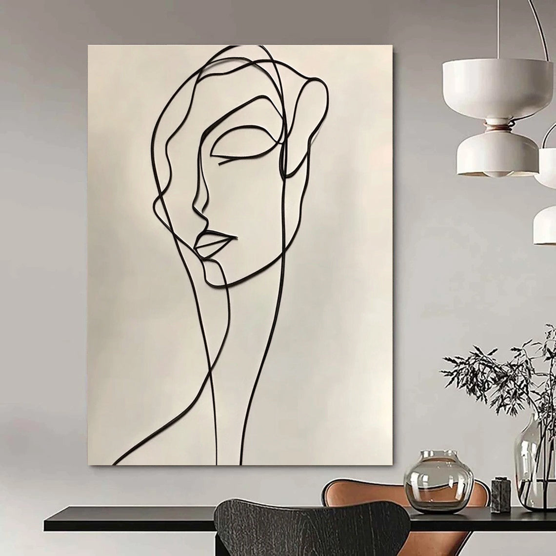 Continuous Line Face for Modern Bedroom & Minimalist Office STSC1190