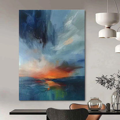 Blue - Orange Seaside Art for Coastal Home Master Bedrooms DLZ0124