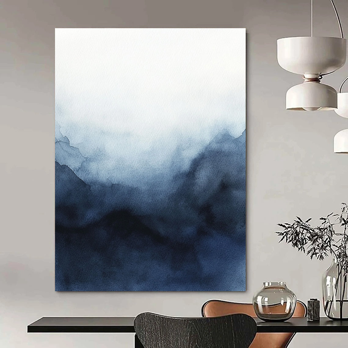 Blue Watercolor Mountain for Modern Bedroom & Yoga Studio STSC498