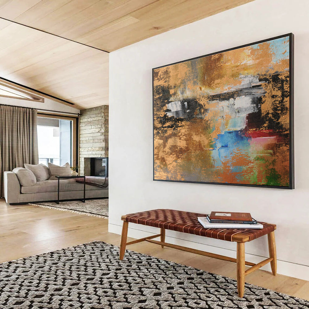 Golden - Brown Abstract Art for Elegant Living Rooms DLZ2403