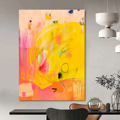 Sunny Yellow Abstract Art for Breakfast Nook & Kids’ Playroom DLZ0644