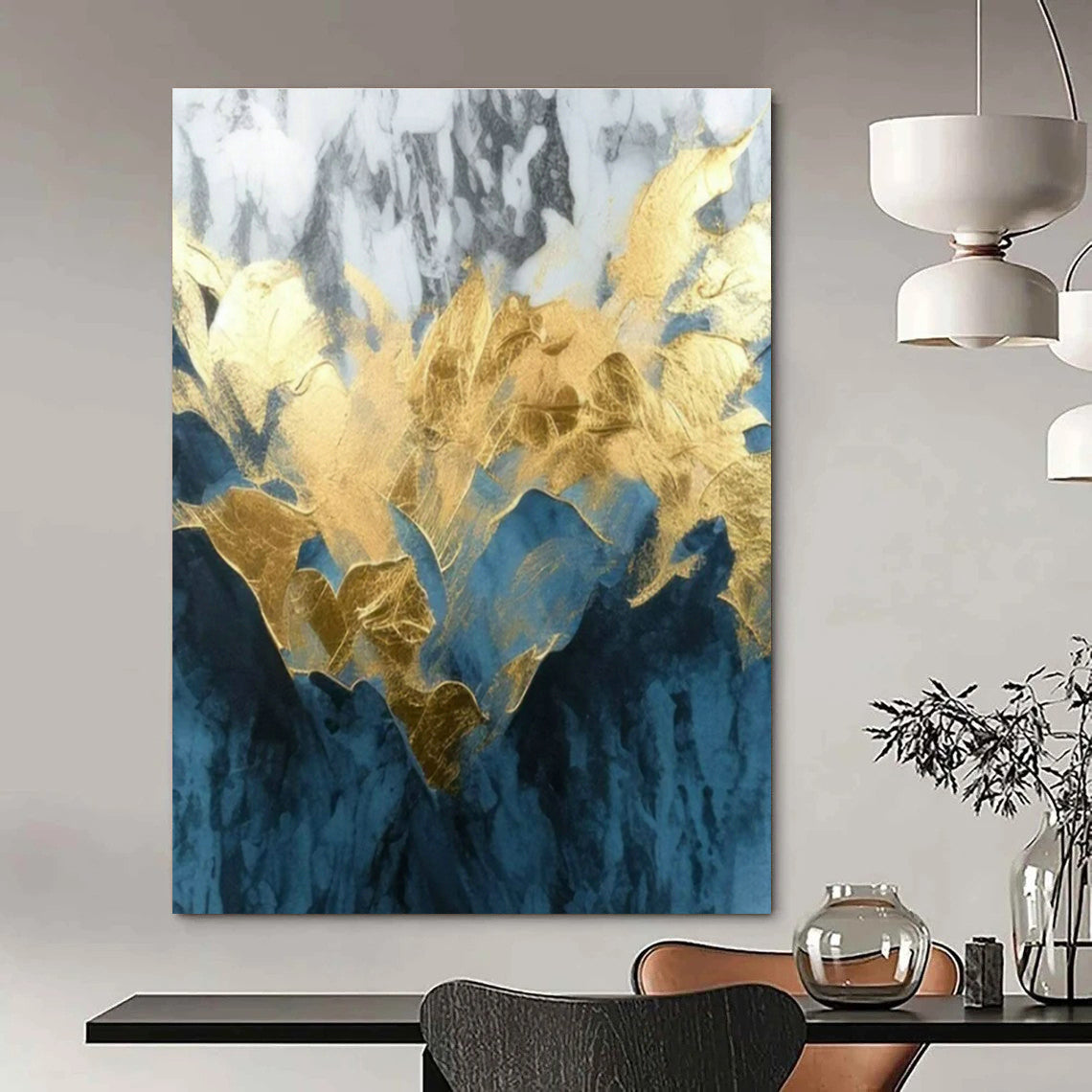 Gold - Leaf Marble Abstract Art for Luxury Hotel Lobby & High - End Home Entrance DLZ1808
