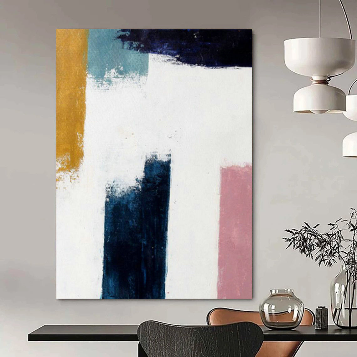 Color - Block Abstract Art for Minimalist Home Office Desksides DLZ0037