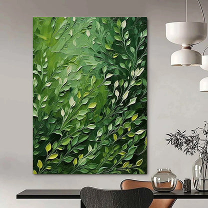Lush Green Leaf Oil Art for Botanical - Themed Home Entryways & Sunlit Breakfast Nooks DLZ0291