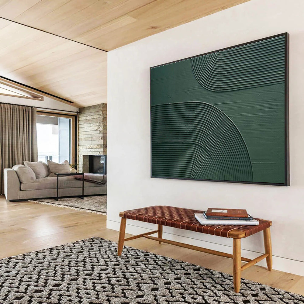 Dark Green Textured Abstract Art for Sophisticated Law Firm Waiting Areas DLZ3136
