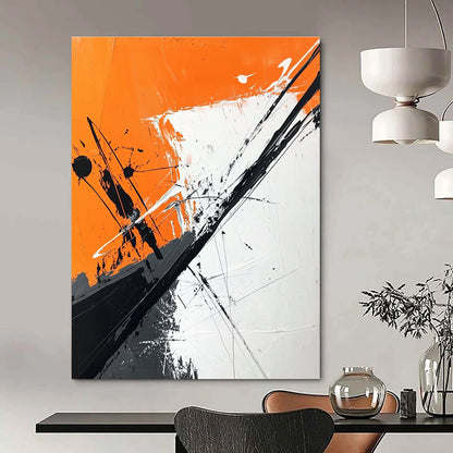 Bold Orange and Black Abstract Art for Modern Gym & Creative Studio STSC1118