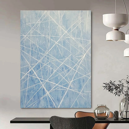 Blue and White Linear Abstract for Serene Home Office & Modern Art Space STSC316