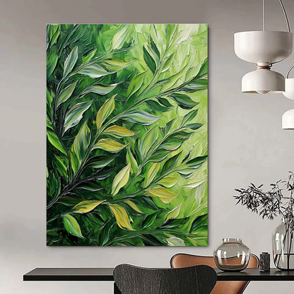 Green Leafy Textured Art for Botanical Café & Nature - Inspired Home Office STSC1130