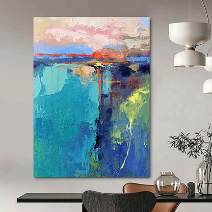 Colorful Abstract Landscape Art for Beach House Lounge & Artistic Community Center DLZ1597
