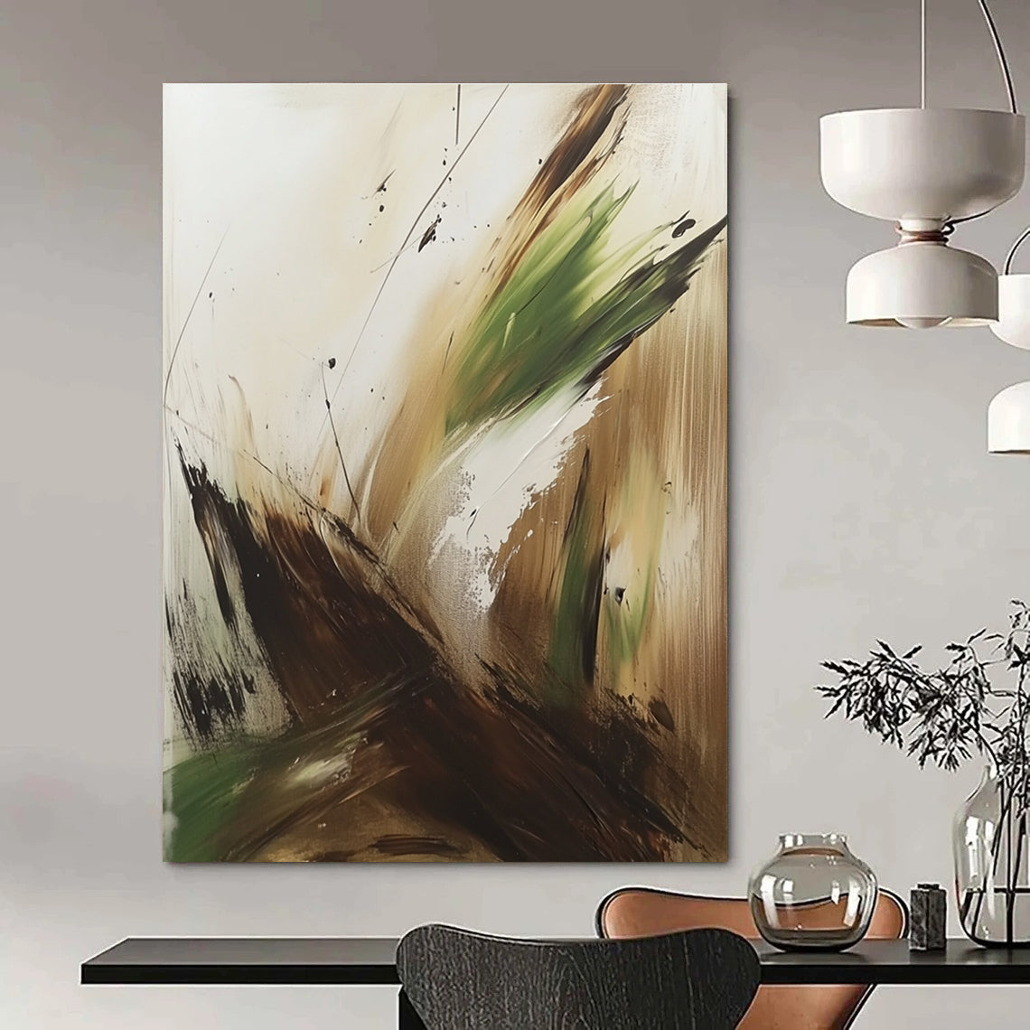 Abstract Green and Brown Strokes for Rustic Home & Nature - Inspired Studio STSC752