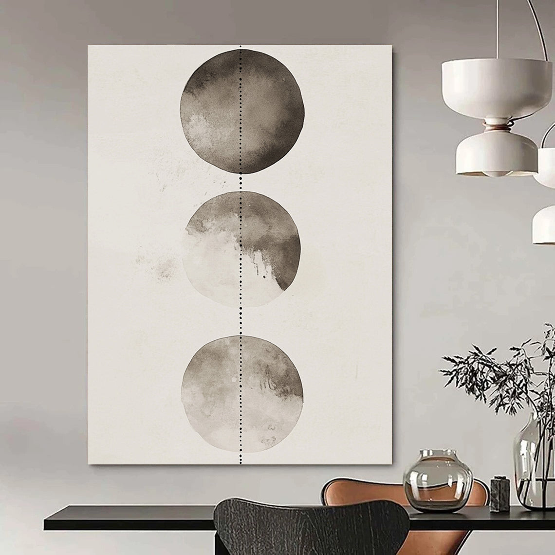 Gray Watercolor Circles Meditative Abstract Art for Yoga Studio & Serene Home Meditation Room STSC1458
