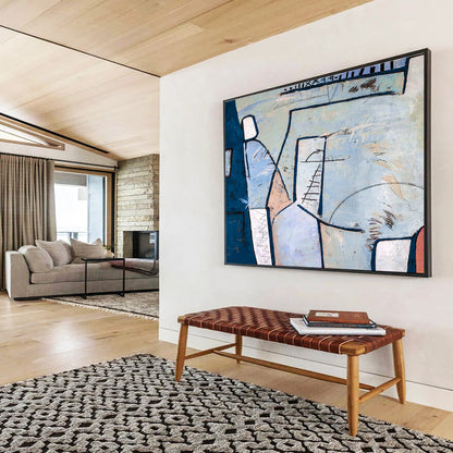 Blue - Gray Abstract Art for Coastal - Inspired Hotel Room DLZ2931