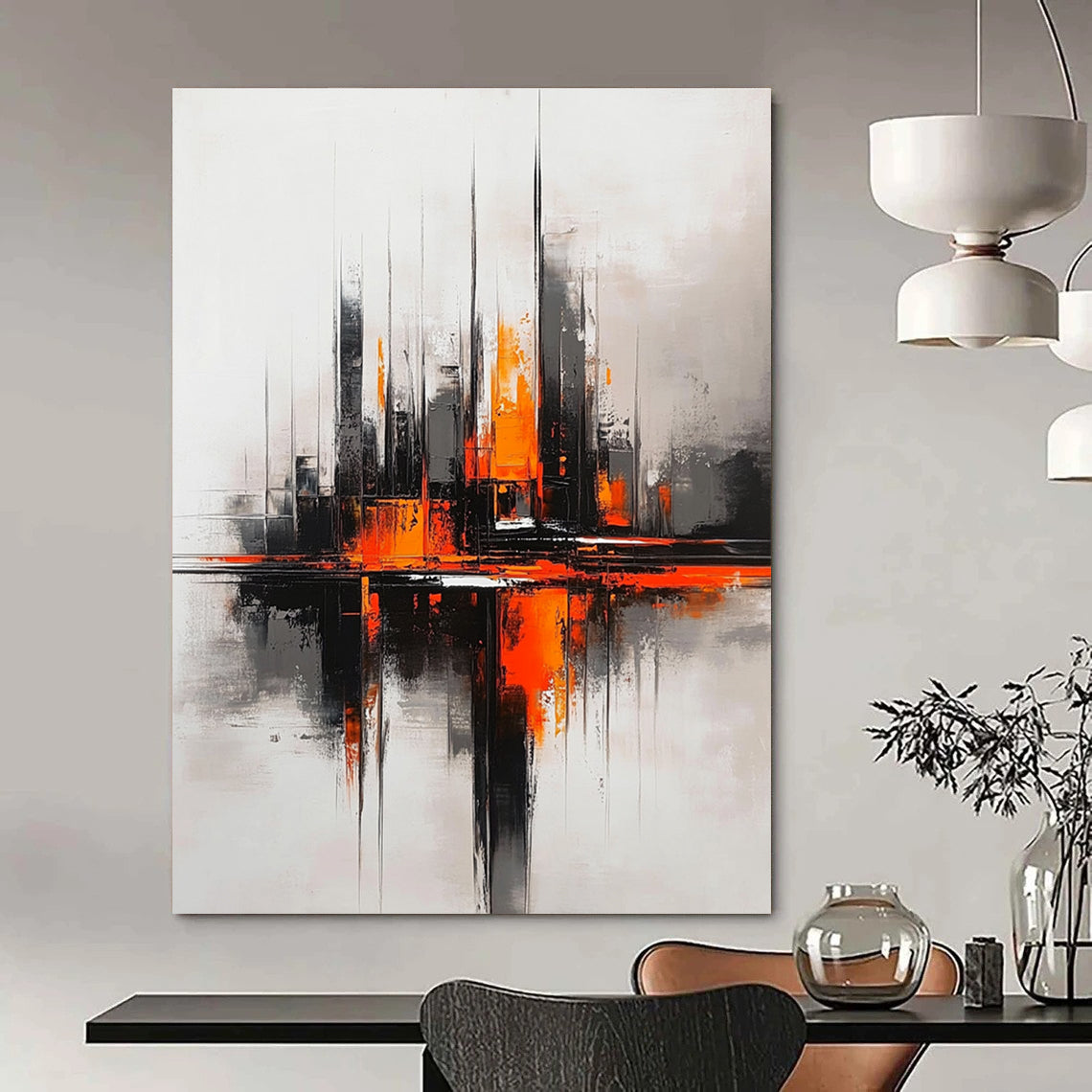 Orange - Black City Reflection for Industrial Loft & Creative Workplace STSC285