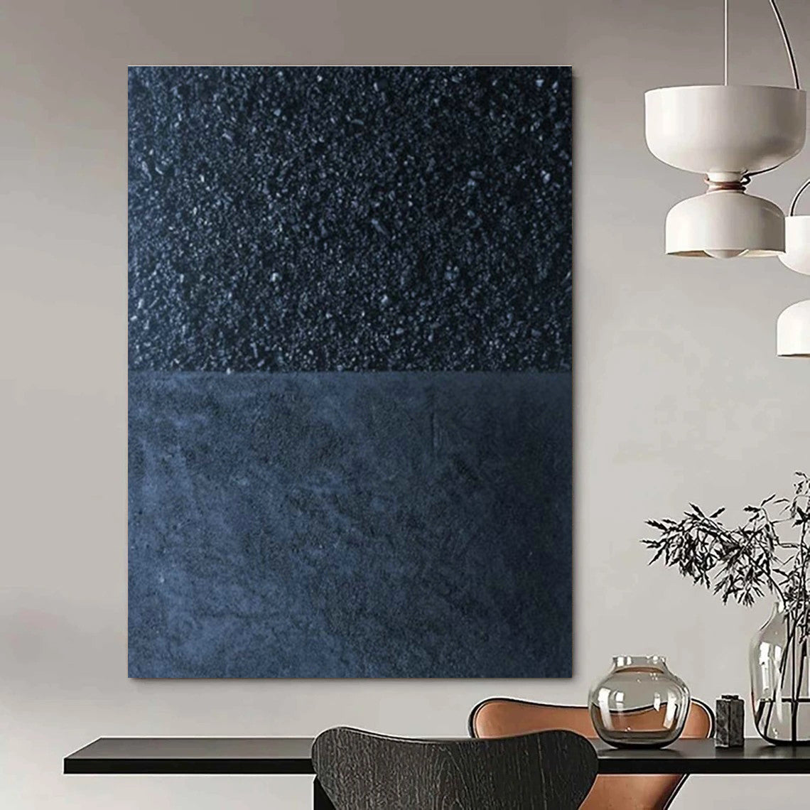 Black - Blue Textured Abstract Art for Industrial Loft & Art Studio DLZ1254