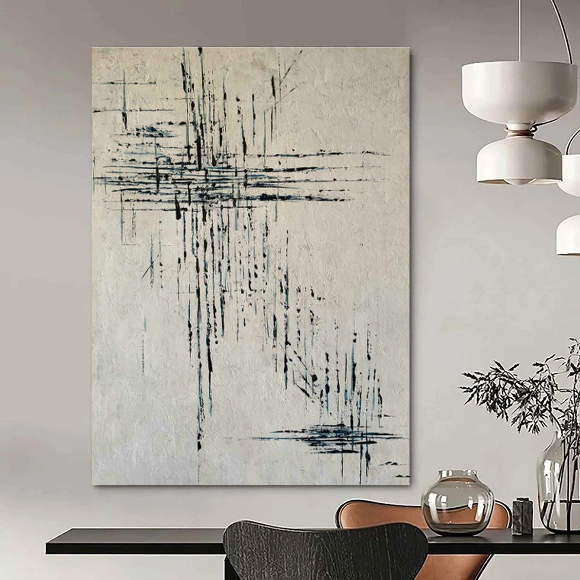 Line Texture Abstract Art for Minimalist Study & Contemporary Art Gallery DLZ0766