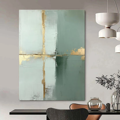 Gold and Green Abstract Cross for Luxury Hotel Lobby & Elegant Dining Room STSC428