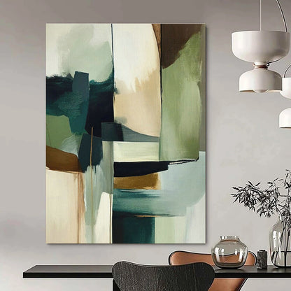 Teal - Green & Gold Abstract Art for High - End Restaurant & Modern Dining Room DLZ1637