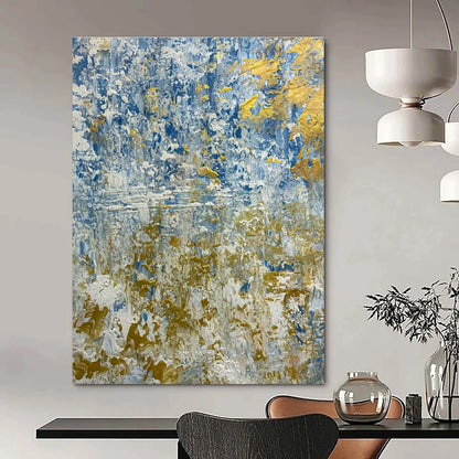 Blue & Gold Abstract Art for Luxury Hotel Lobby & Coastal Home DLZ2381