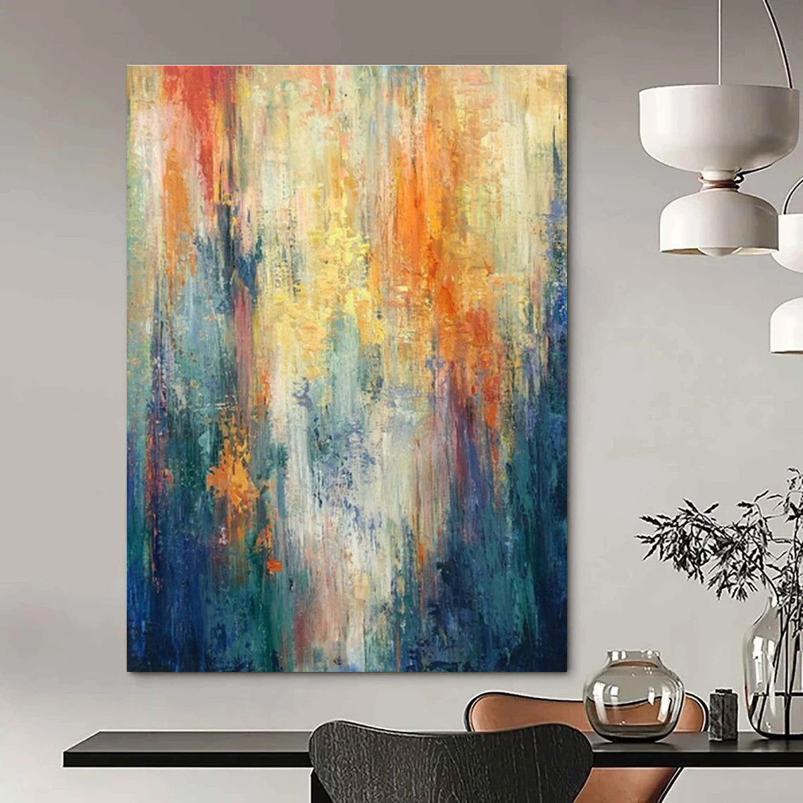 Colorful Vertical Lines Abstract Art for Dance Studio & Creative Office DLZ0632