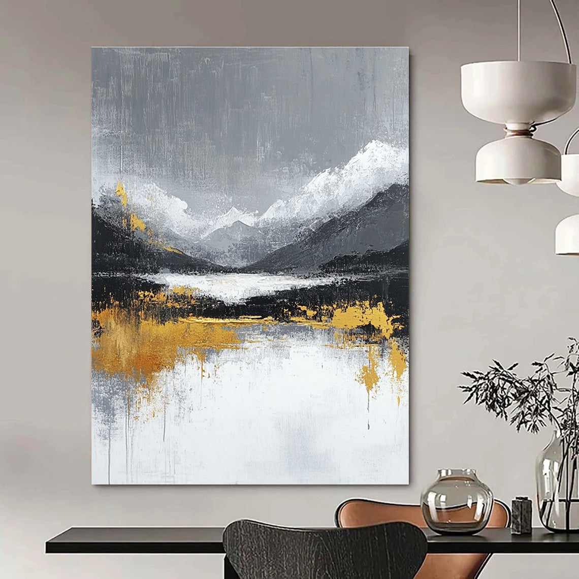 Gold - Touched Mountain Landscape for Sophisticated Home Library & Luxury Hotel Suite STSC224