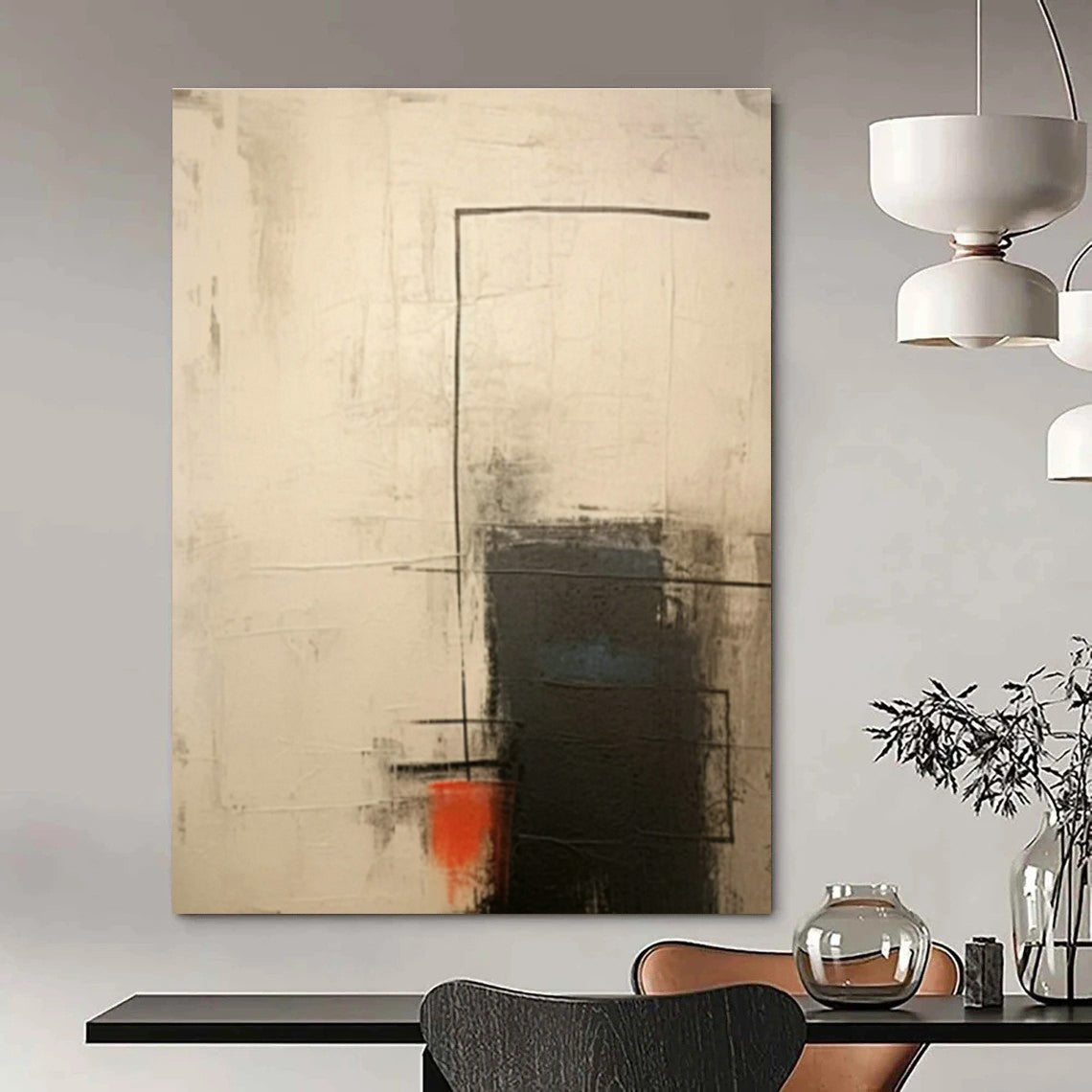 Red - Black Abstract Art for Urban Rooftop Bar & Edgy Home Gym DLZ0839