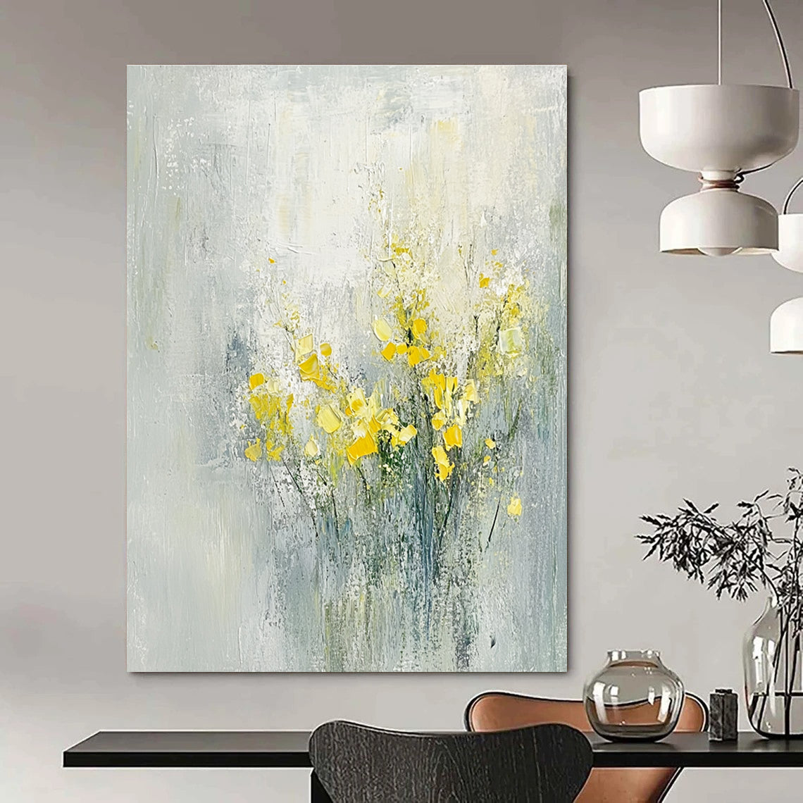 Yellow Flowers Abstract for Cheerful Kitchen & Art - Loving Sunroom STSC185