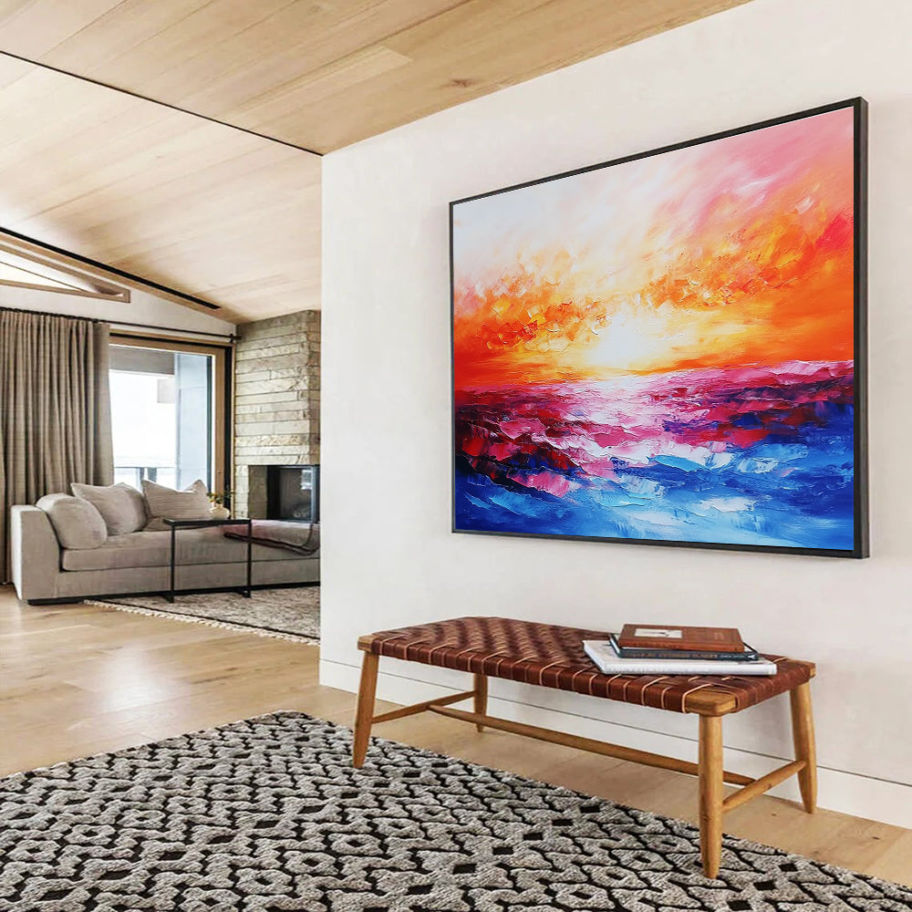 Vivid Sunset Sea Art for Beachfront Bar & Bold Dining Room SC074