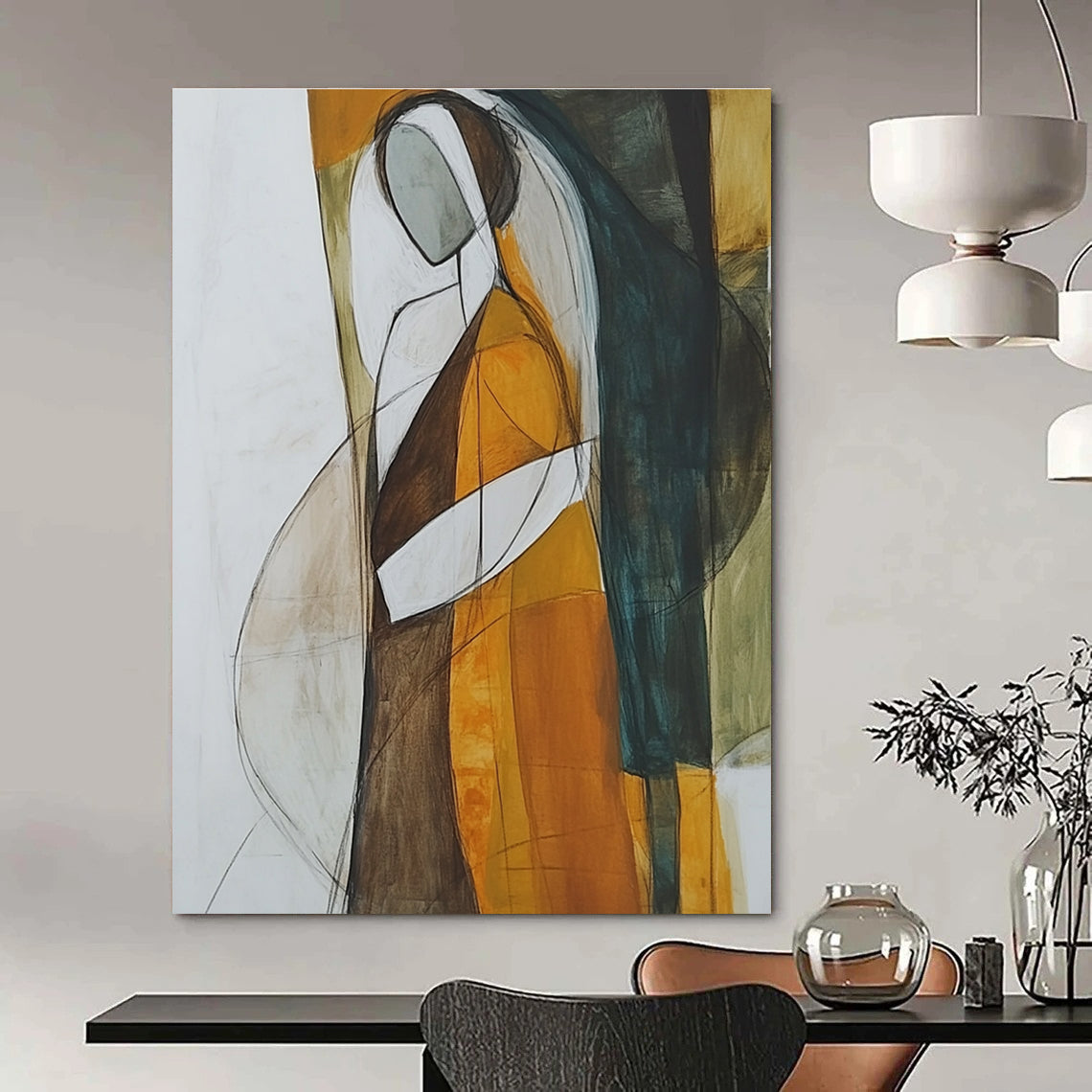 Abstract Figure in Color for Bohemian Living Room & Creative Studio STSC298