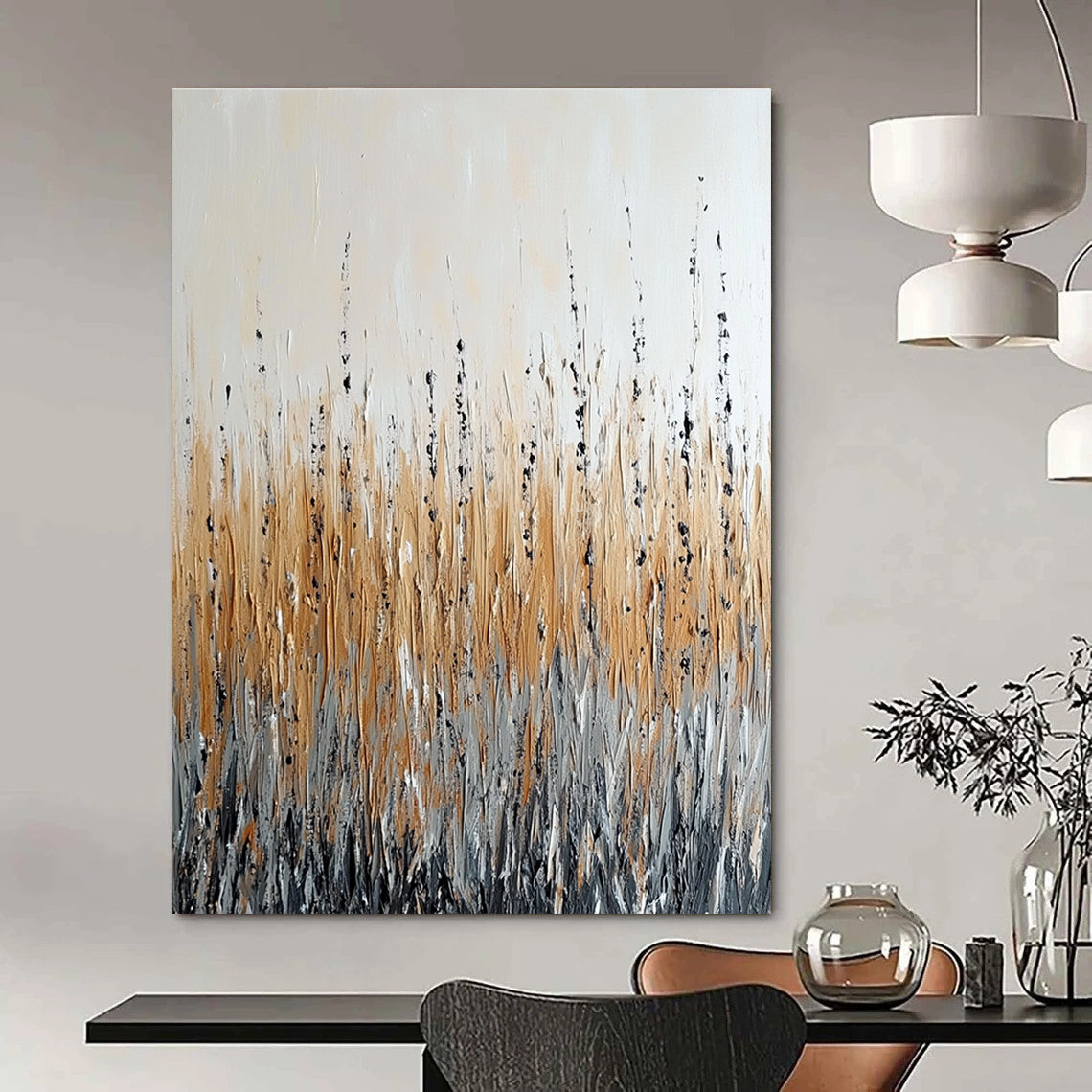 Neutral Grass Abstract for Minimalist Bedroom & Rustic Home Office STSC284
