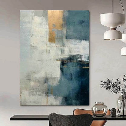 Blue - Gold Abstract Art for Dining Room & Office DLZ0381