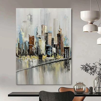Impressionistic Cityscape Art for Urban Loft Living Room & Art - Themed Café DLZ2151