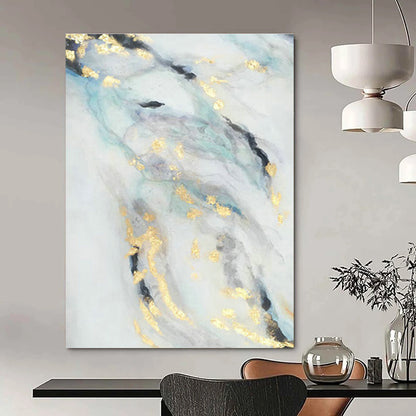 Blue - Gold Ink - Style Abstract Art for Asian - Fusion Restaurant & Zen - Inspired Home DLZ0666