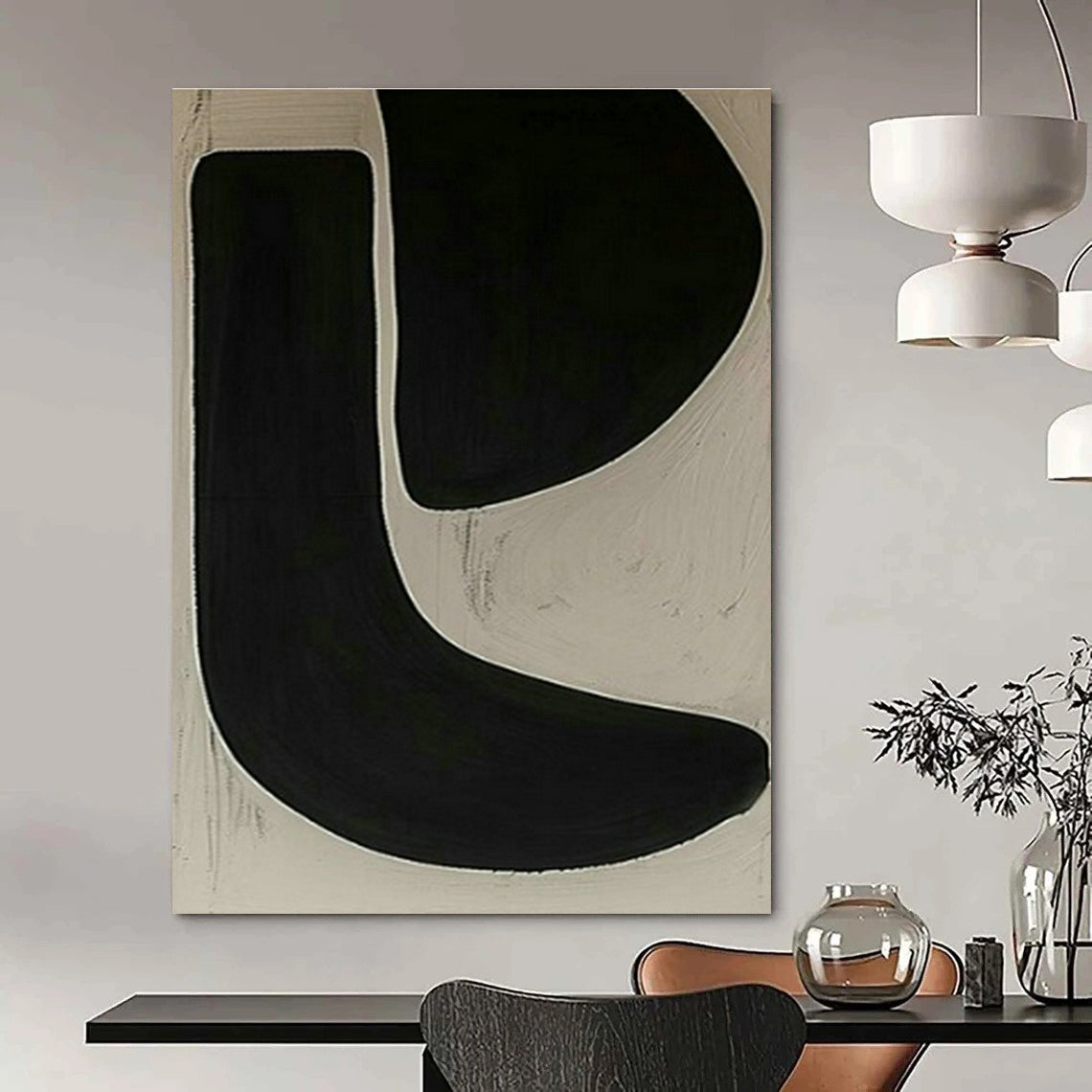 Subtle Curved Line Art for Yoga Studio & Bedroom DLZ2009
