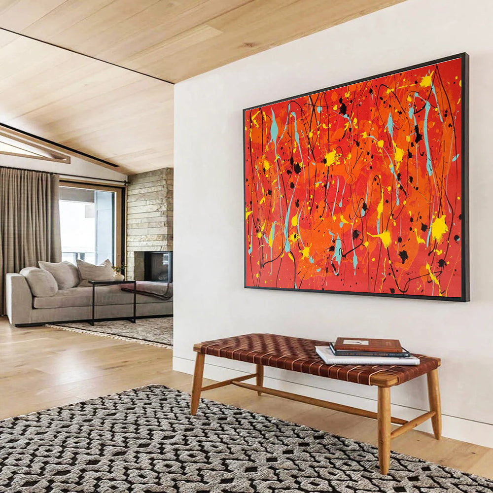 Orange - Red Splash Abstract Art for Vibrant Event Venue Backdrops DLZ2670