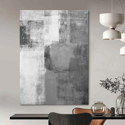 Gray - White Square Abstract Art for Minimalist Studio & Nordic - style Bedroom DLZ0569
