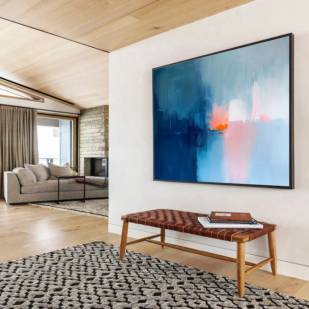 Blue - Toned Abstract with Coral Art for Coastal Home Office & Seaside Café SC253