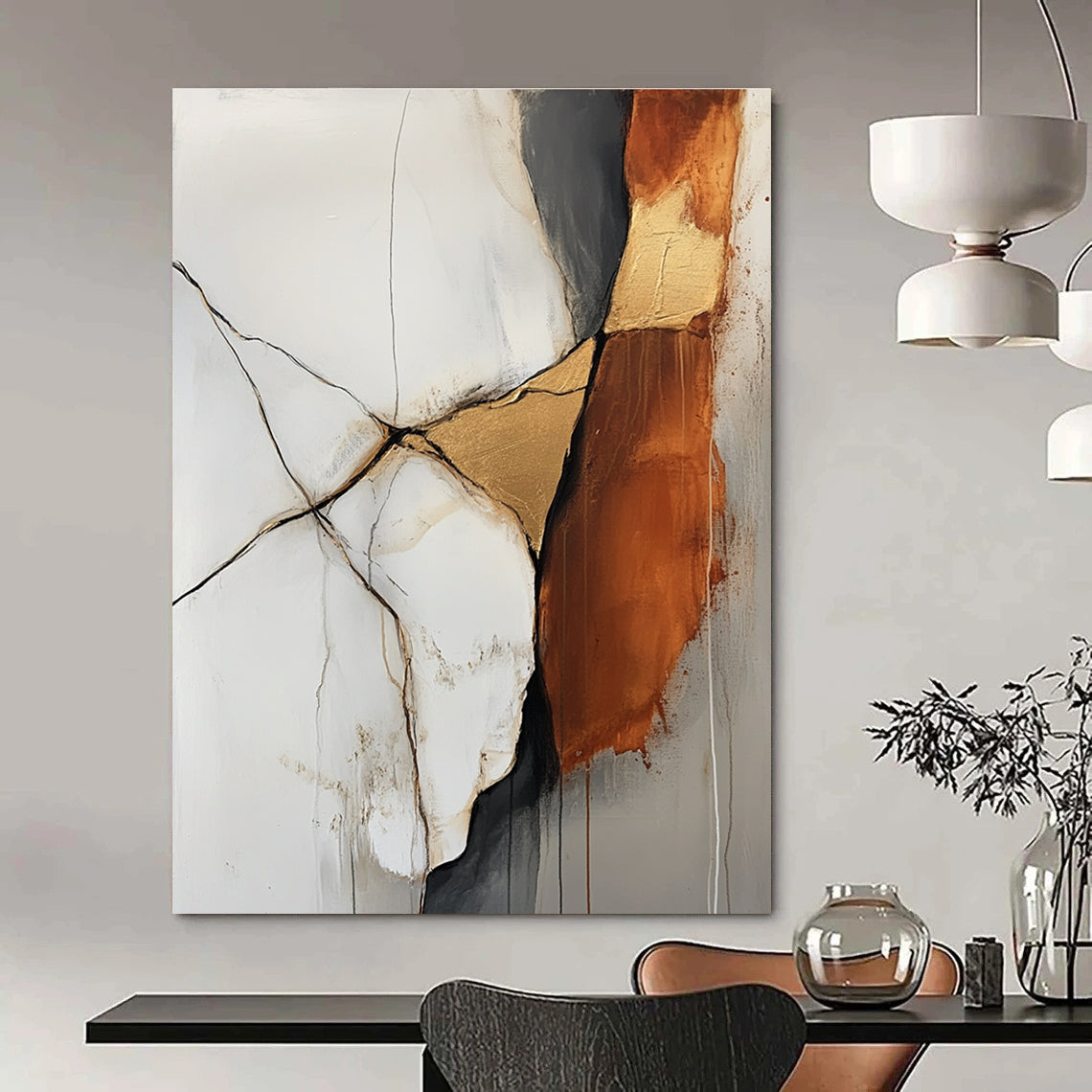 Cracked Gold and Brown Abstract for Luxury Hotel Lobby & Upscale Dining Room STSC655