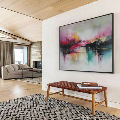 Pink Abstract Landscape Art for Romantic Rooftop Terrace & Whimsical Art Studio SC089