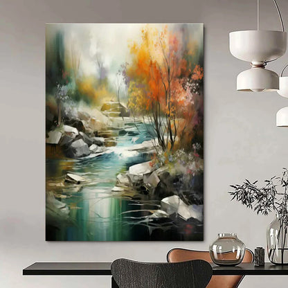 Landscape Oil Painting for Rustic Home Retreat & Nature - Themed Café DLZ1716